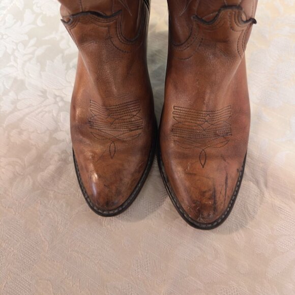 Vintage Acme Women’s Cowboy Boots – Size 8 – Tan Leather Western Boots - Picture 6 of 11